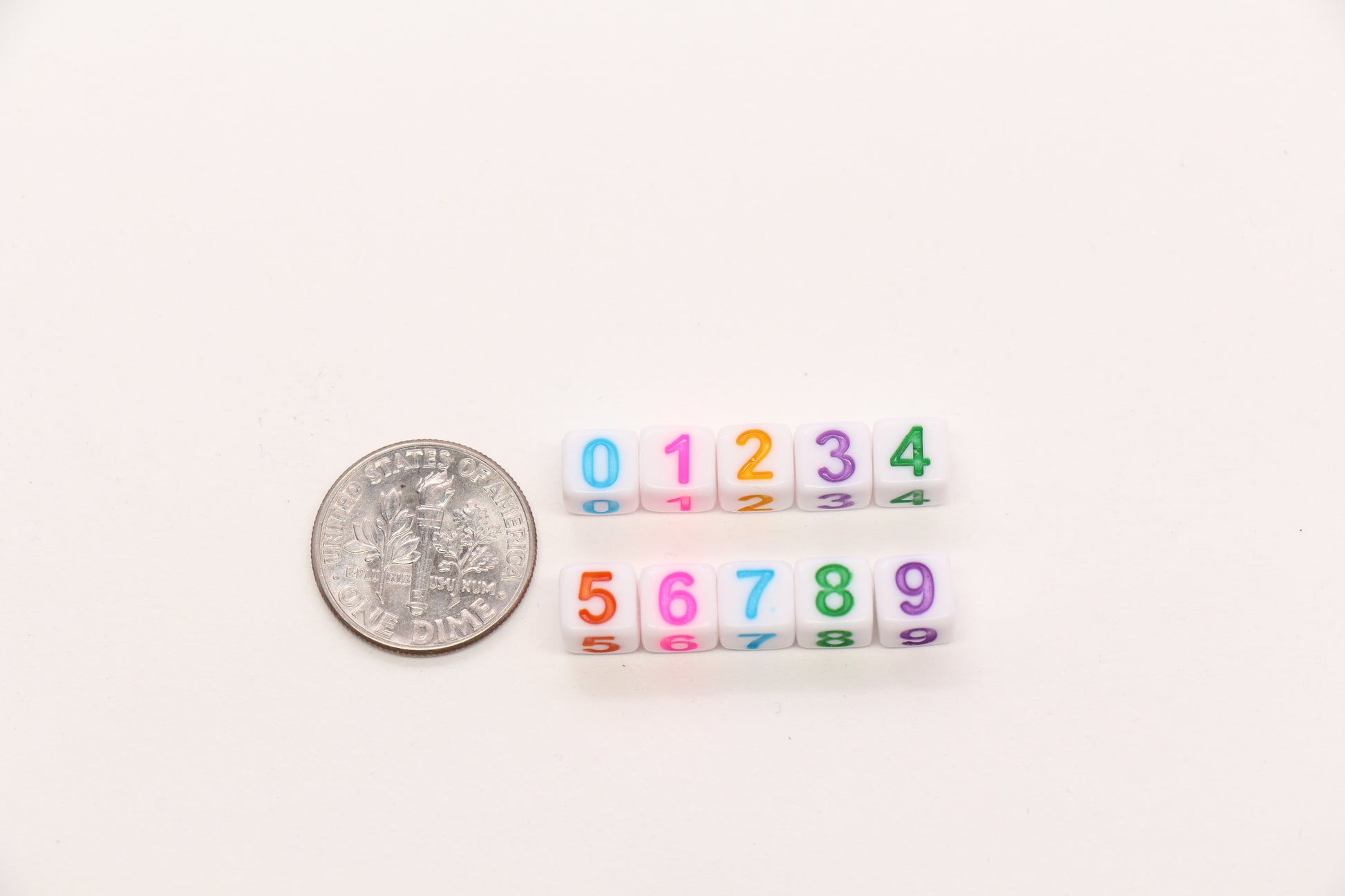 6mm Cube Number Beads, Individual Number Beads