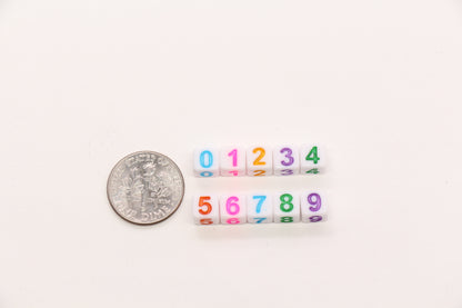 6mm Cube Number Beads, Individual Number Beads