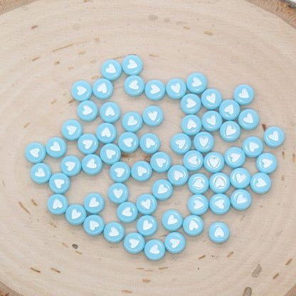 Blue Heart Beads, Acrylic Heart Beads, Plastic Heart Beads, Size 7mm #349