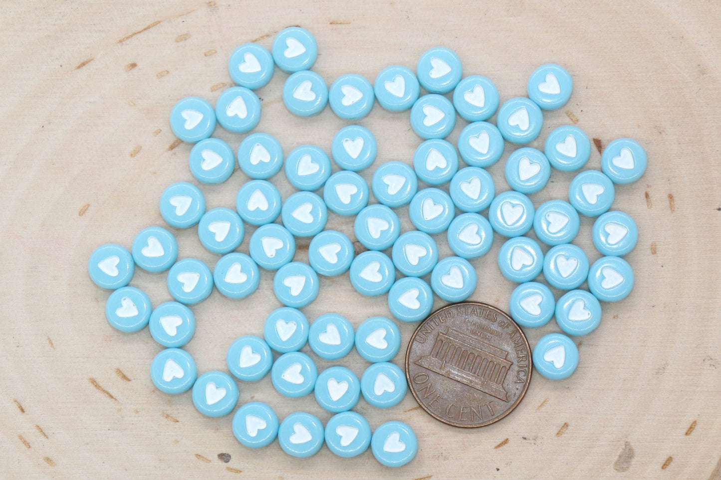 Blue Heart Beads, Acrylic Heart Beads, Plastic Heart Beads, Size 7mm #349