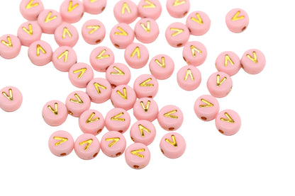 7mm Pastel Gold Letter Beads, Single Letters A-Z