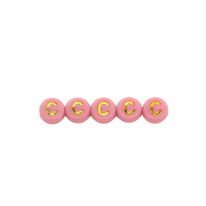 7mm Pastel Gold Letter Beads, Single Letters A-Z