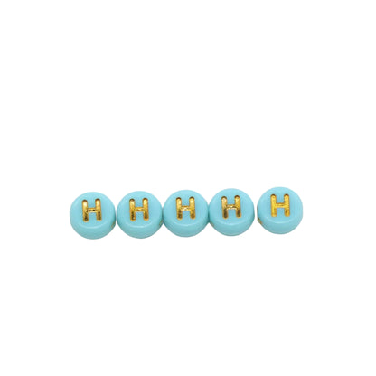 7mm Pastel Gold Letter Beads, Single Letters A-Z