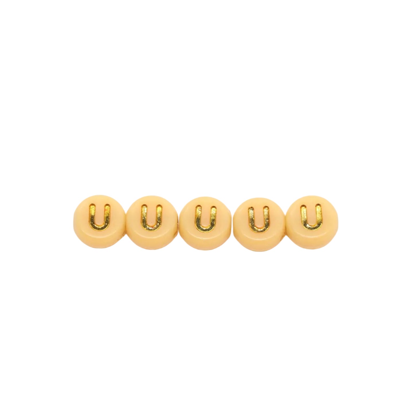 7mm Pastel Gold Letter Beads, Single Letters A-Z