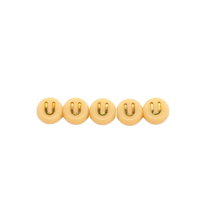 7mm Pastel Gold Letter Beads, Single Letters A-Z