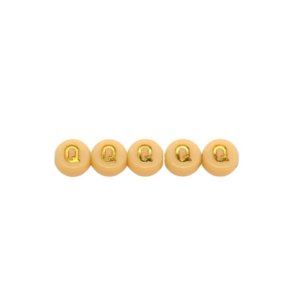 7mm Pastel Gold Letter Beads, Single Letters A-Z