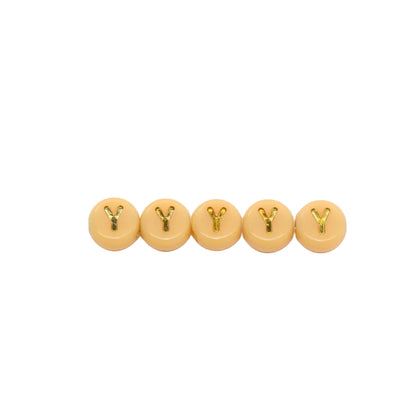 7mm Pastel Gold Letter Beads, Single Letters A-Z
