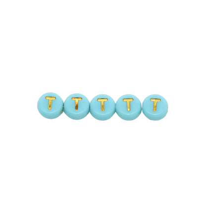 7mm Pastel Gold Letter Beads, Single Letters A-Z