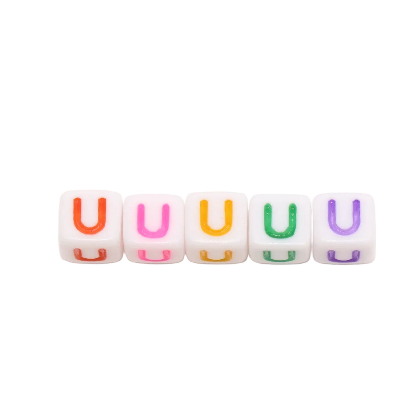 6mm Cube Letter Beads, Individual A-Z