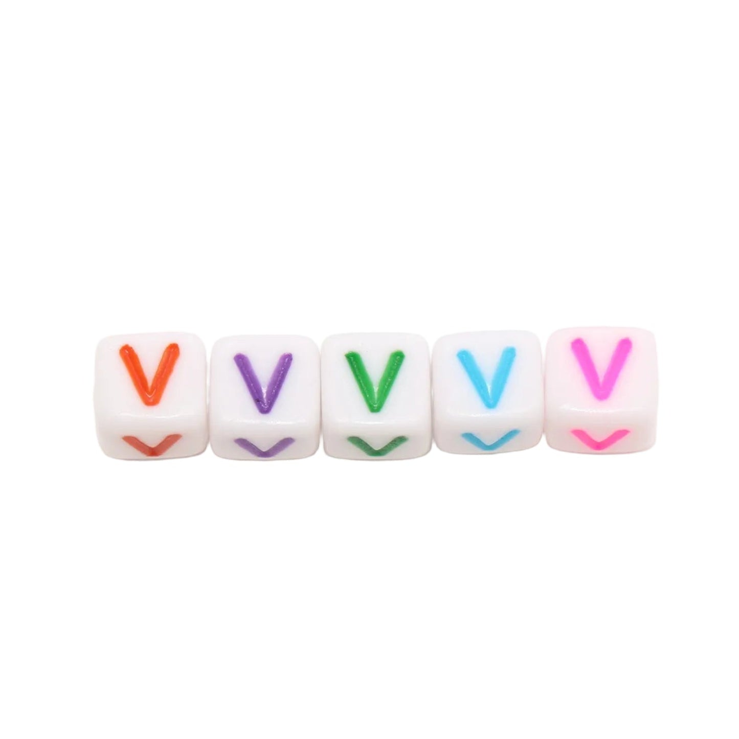 6mm Cube Letter Beads, Individual A-Z