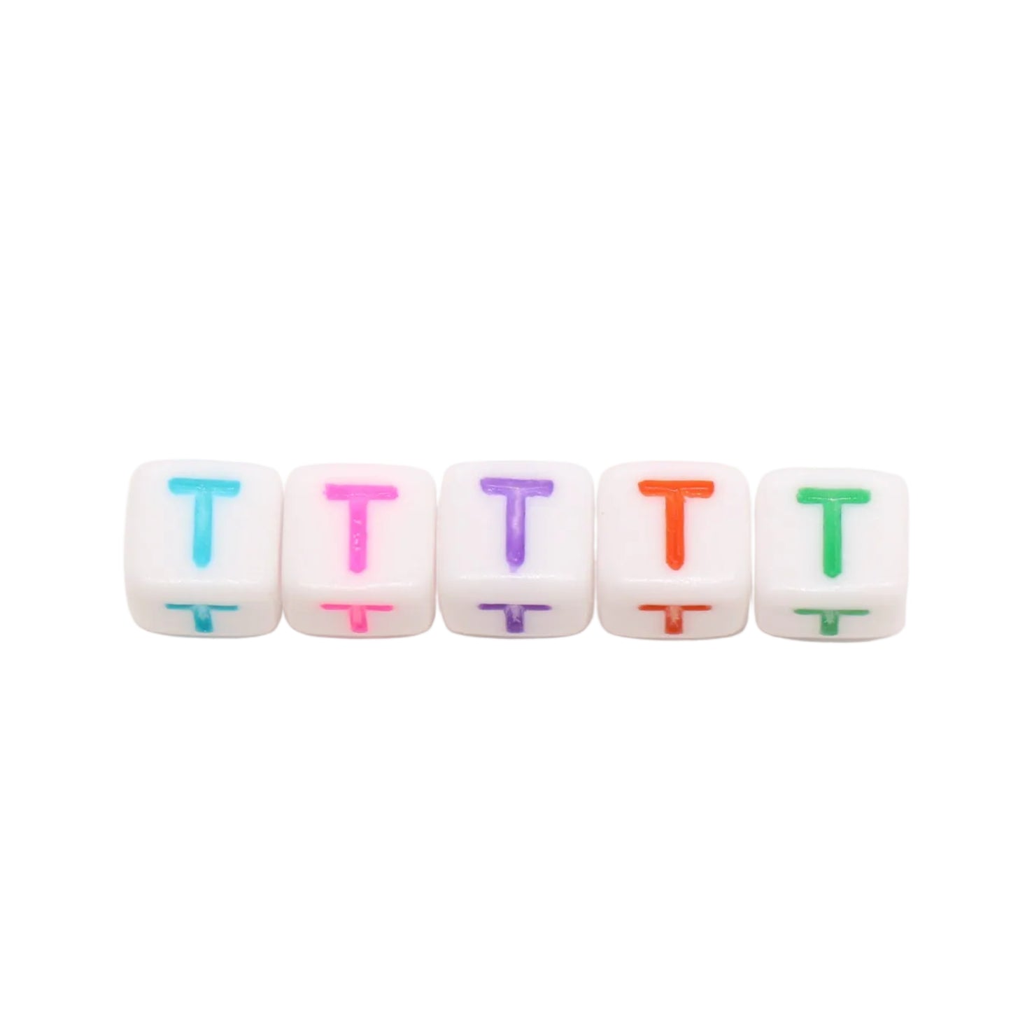 6mm Cube Letter Beads, Individual A-Z