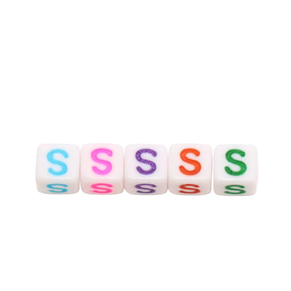 6mm Cube Letter Beads, Individual A-Z