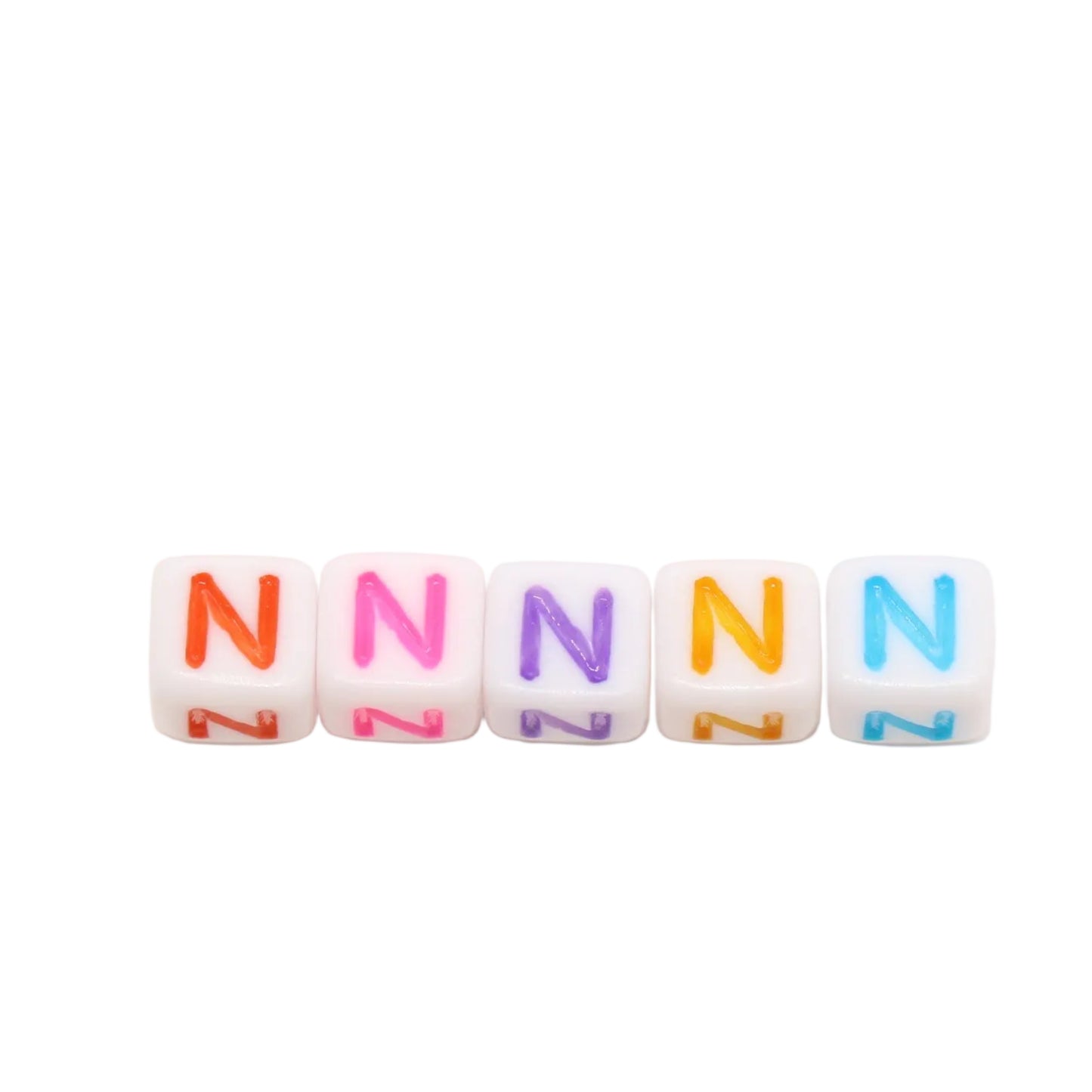 6mm Cube Letter Beads, Individual A-Z