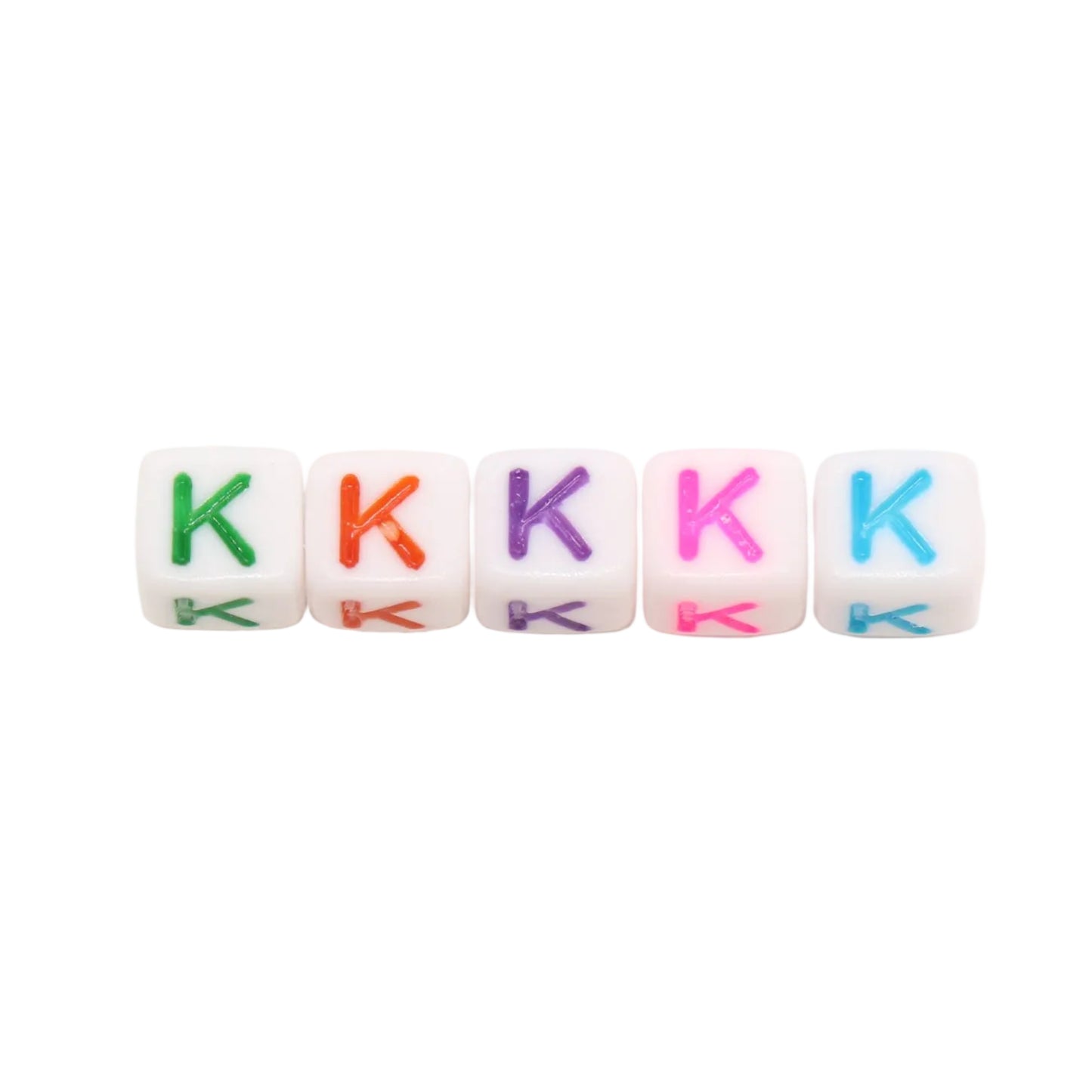 6mm Cube Letter Beads, Individual A-Z