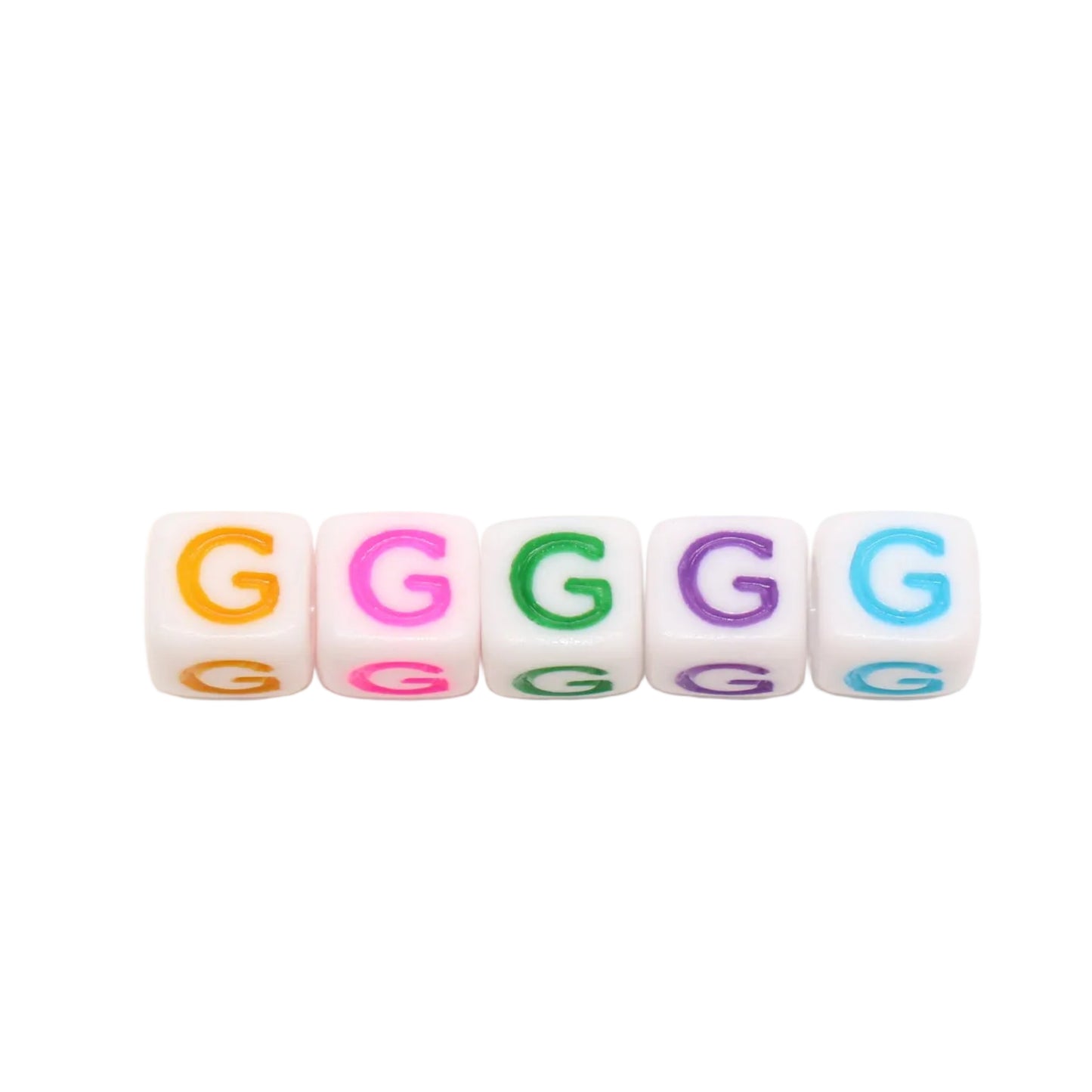 6mm Cube Letter Beads, Individual A-Z