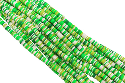 6mm green mix heishi beads for bracelets and DIY jewelry