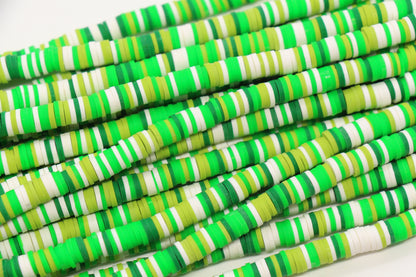 6mm green mix heishi beads for keychains and phone charms