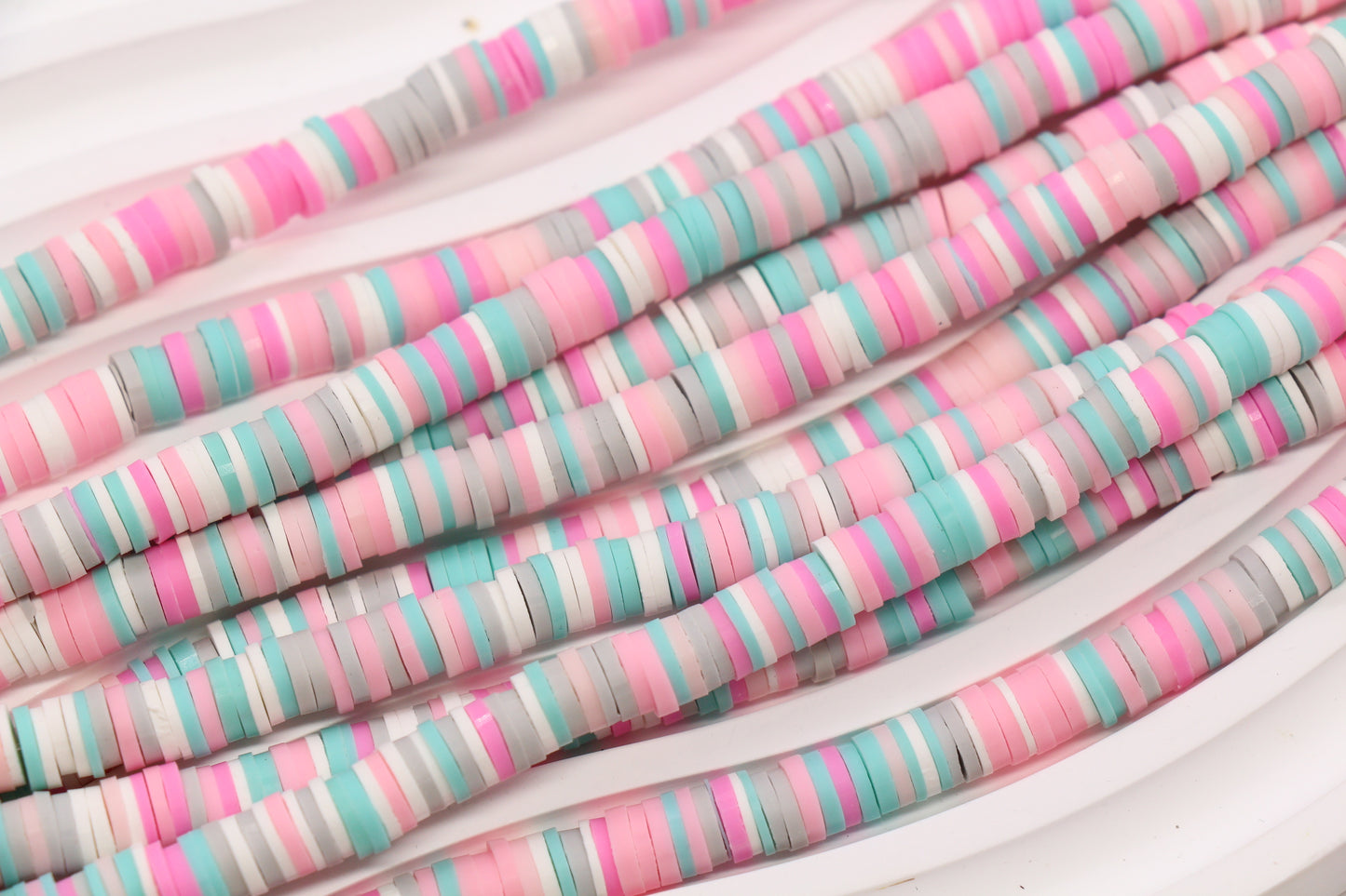 6mm pastel pink blue mix heishi beads polymer clay disc beads for craft projects