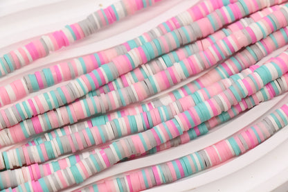 6mm pastel pink blue mix heishi beads polymer clay disc beads for craft projects