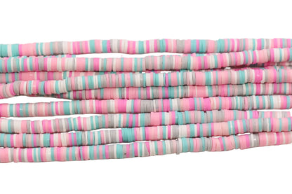 6mm pastel pink blue mix heishi beads for keychains and phone charms