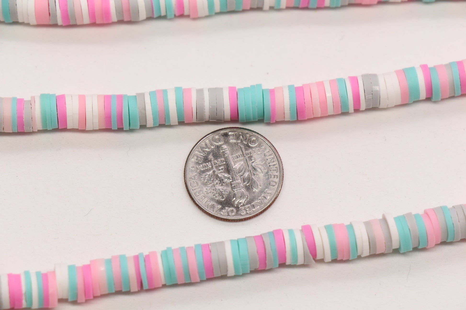 6mm pastel pink blue mix heishi beads for lanyards, bag charms, and bracelets