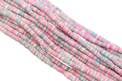 6mm pastel pink blue mix heishi beads for bracelets and DIY jewelry