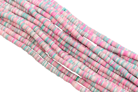 6mm Pastel Pink Blue Mix Heishi Beads