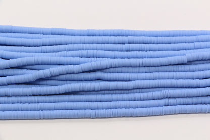 6mm periwinkle blue heishi beads color detail and flat disc shape