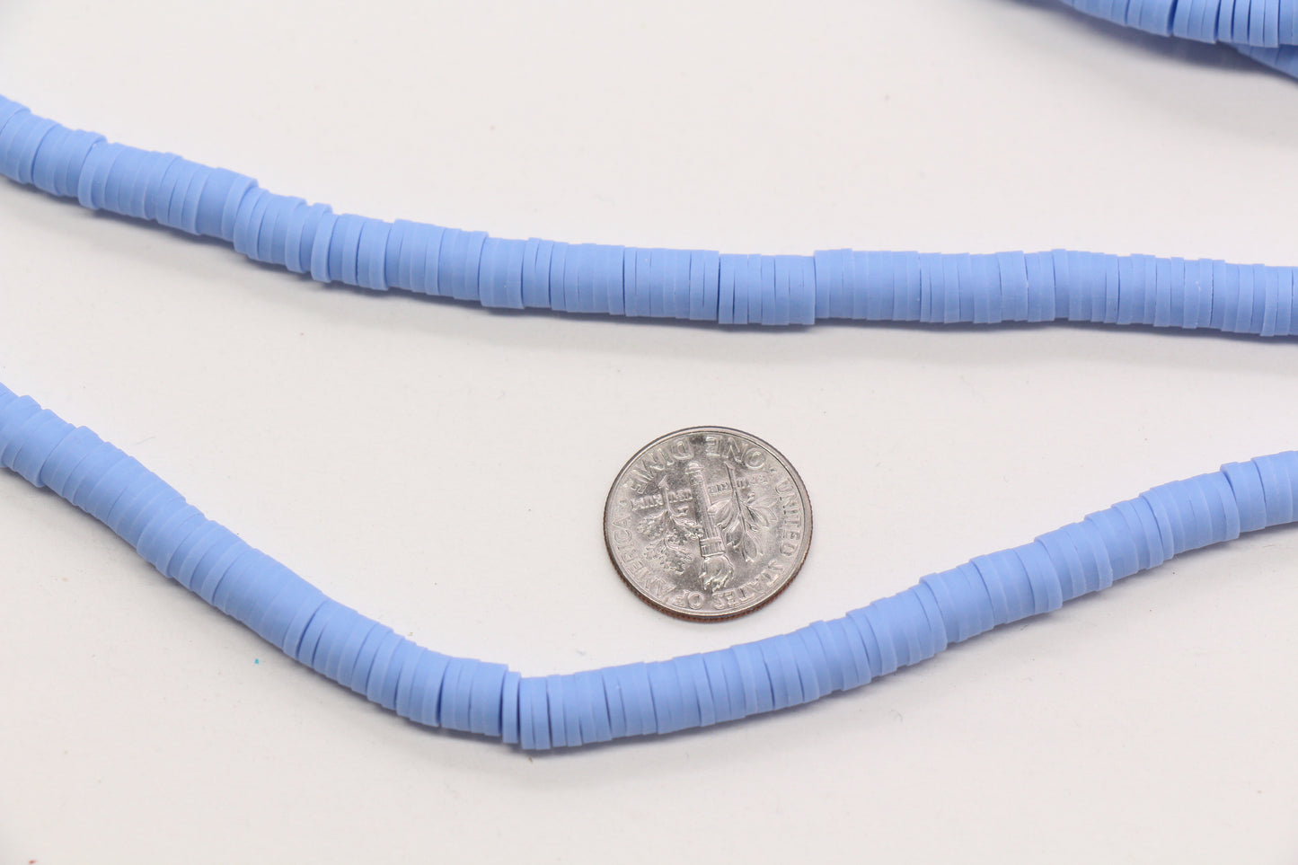 6mm periwinkle blue heishi beads for lanyards, bag charms, and bracelets