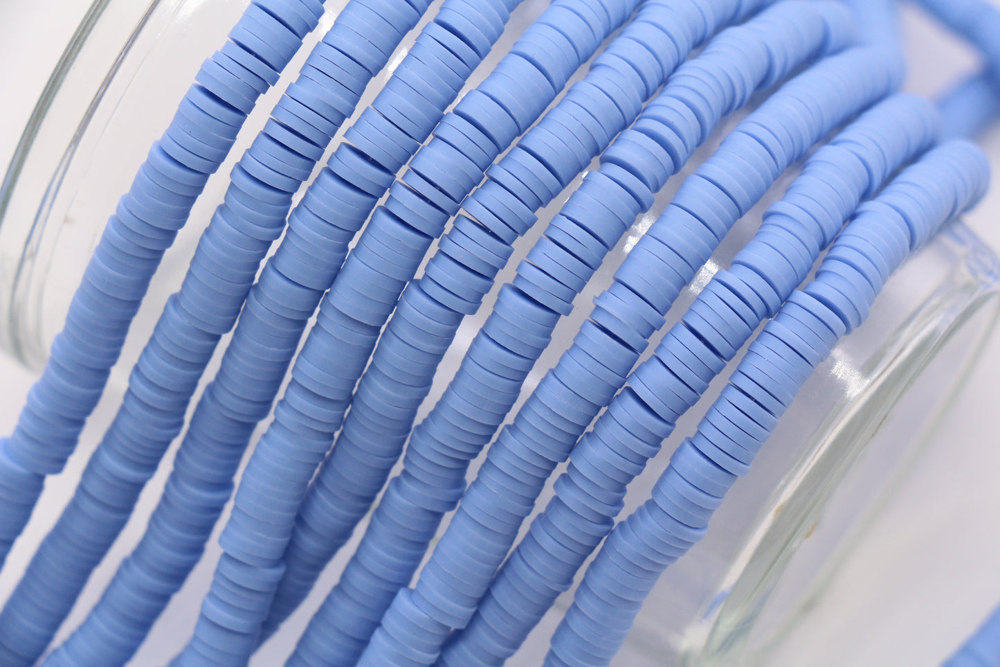 6mm periwinkle blue heishi beads for keychains and phone charms