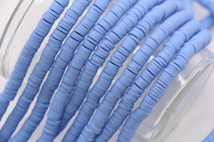 6mm periwinkle blue heishi beads for keychains and phone charms