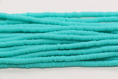 6mm aqua green heishi beads strand close up for bracelet making