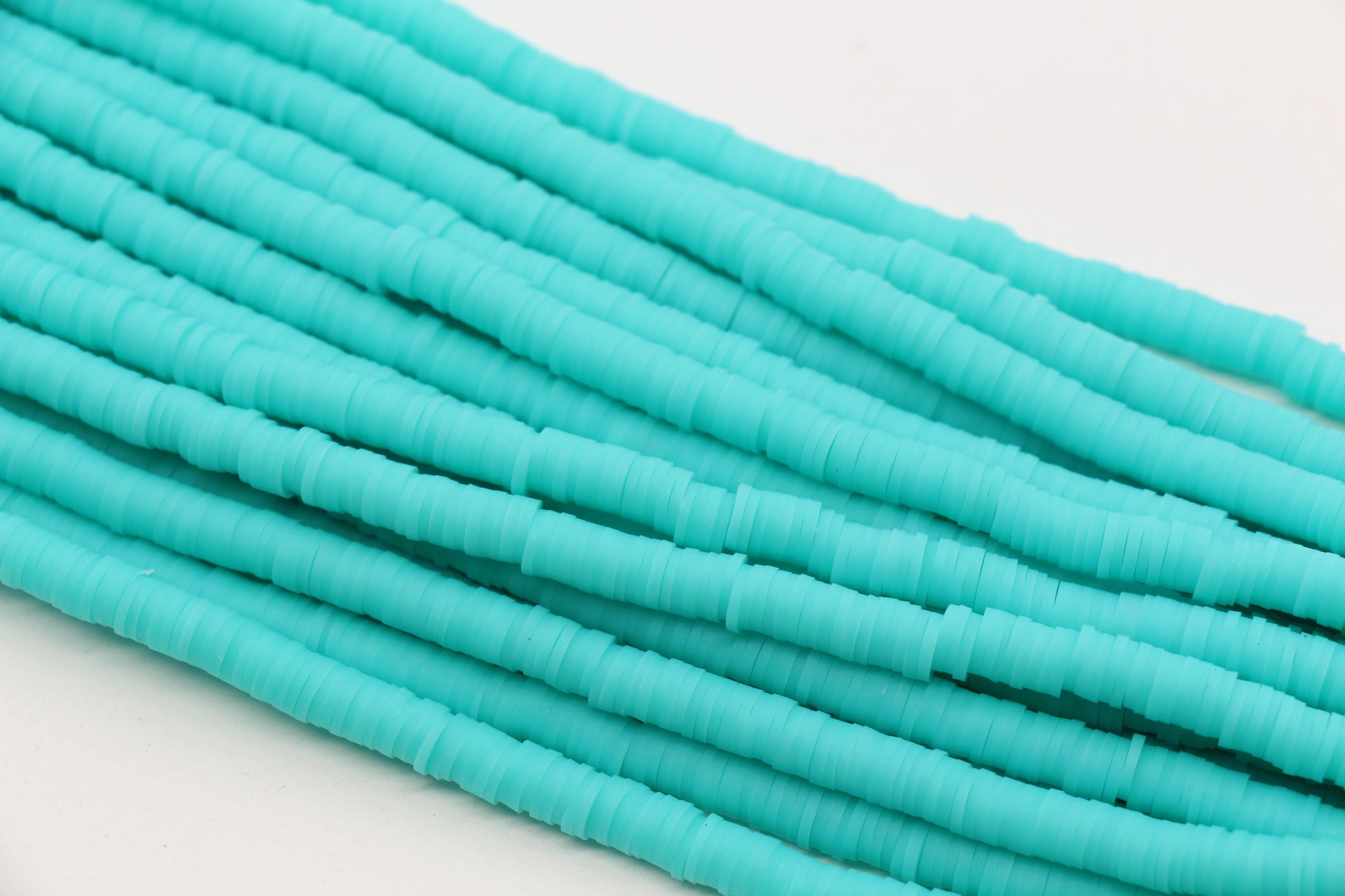 6mm aqua green heishi beads for keychains and phone charms