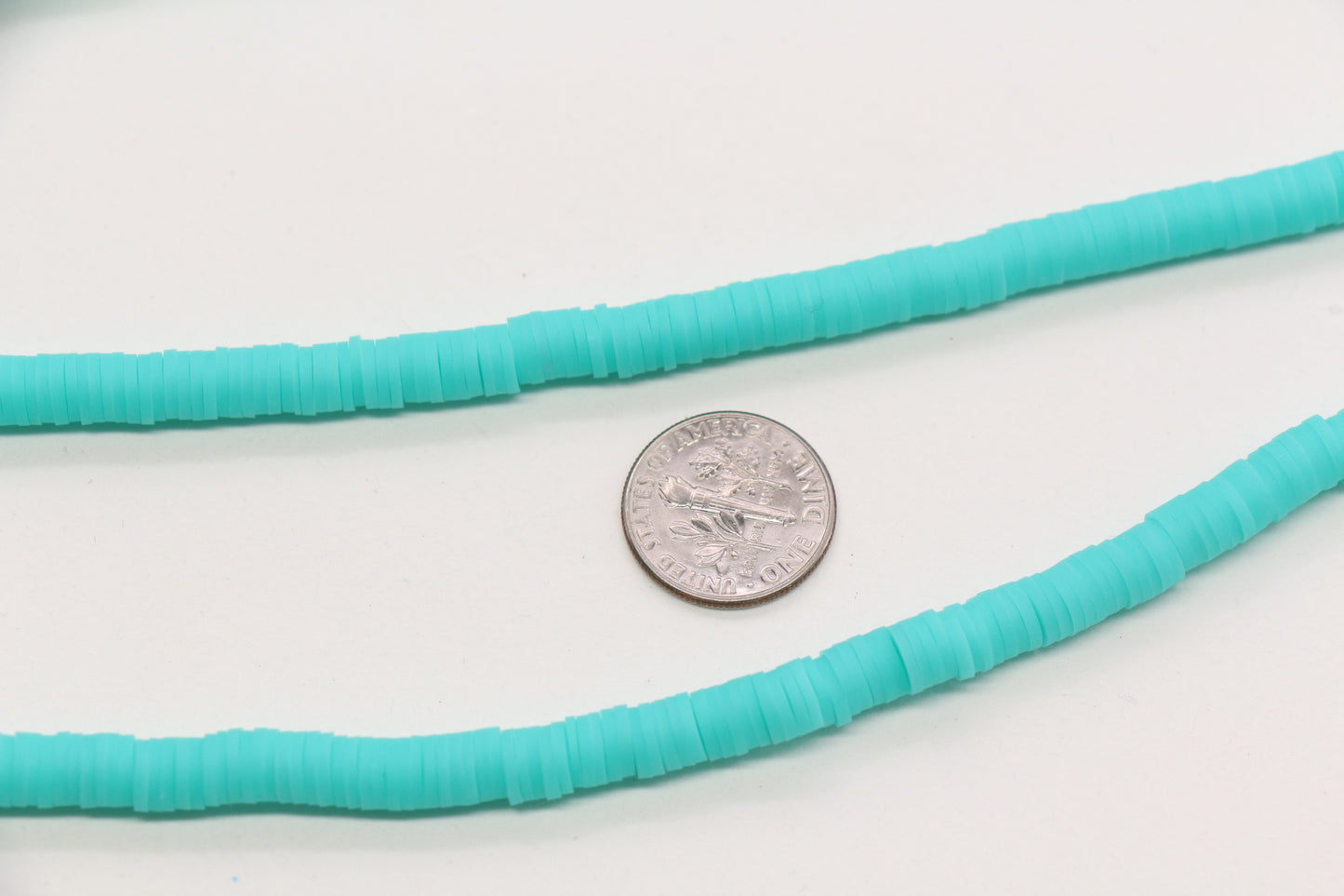 6mm aqua green heishi beads for lanyards, bag charms, and bracelets
