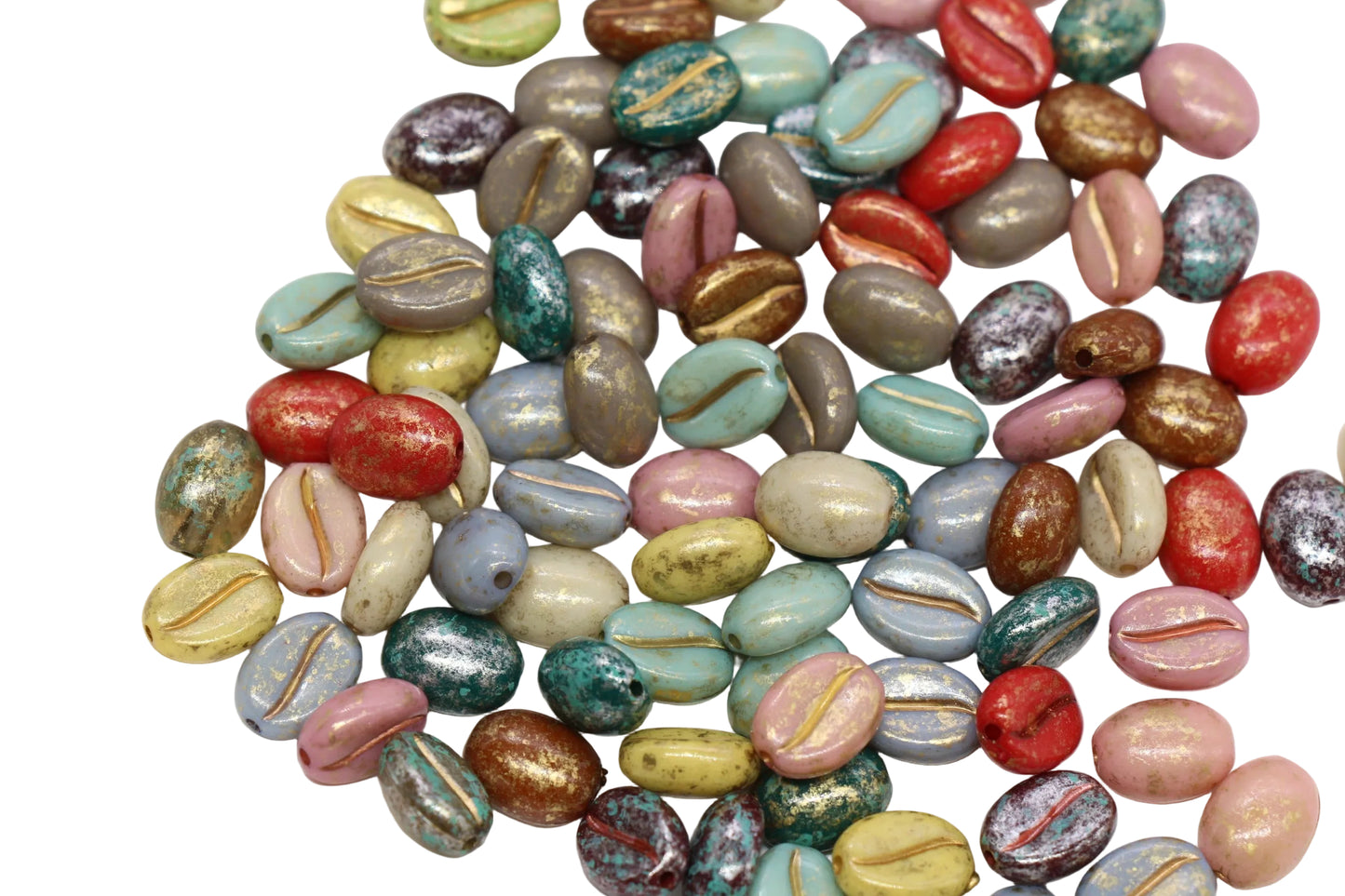 8 x 10mm Picasso Acrylic Coffee Bean Beads