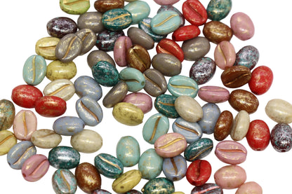 8 x 10mm Picasso Acrylic Coffee Bean Beads