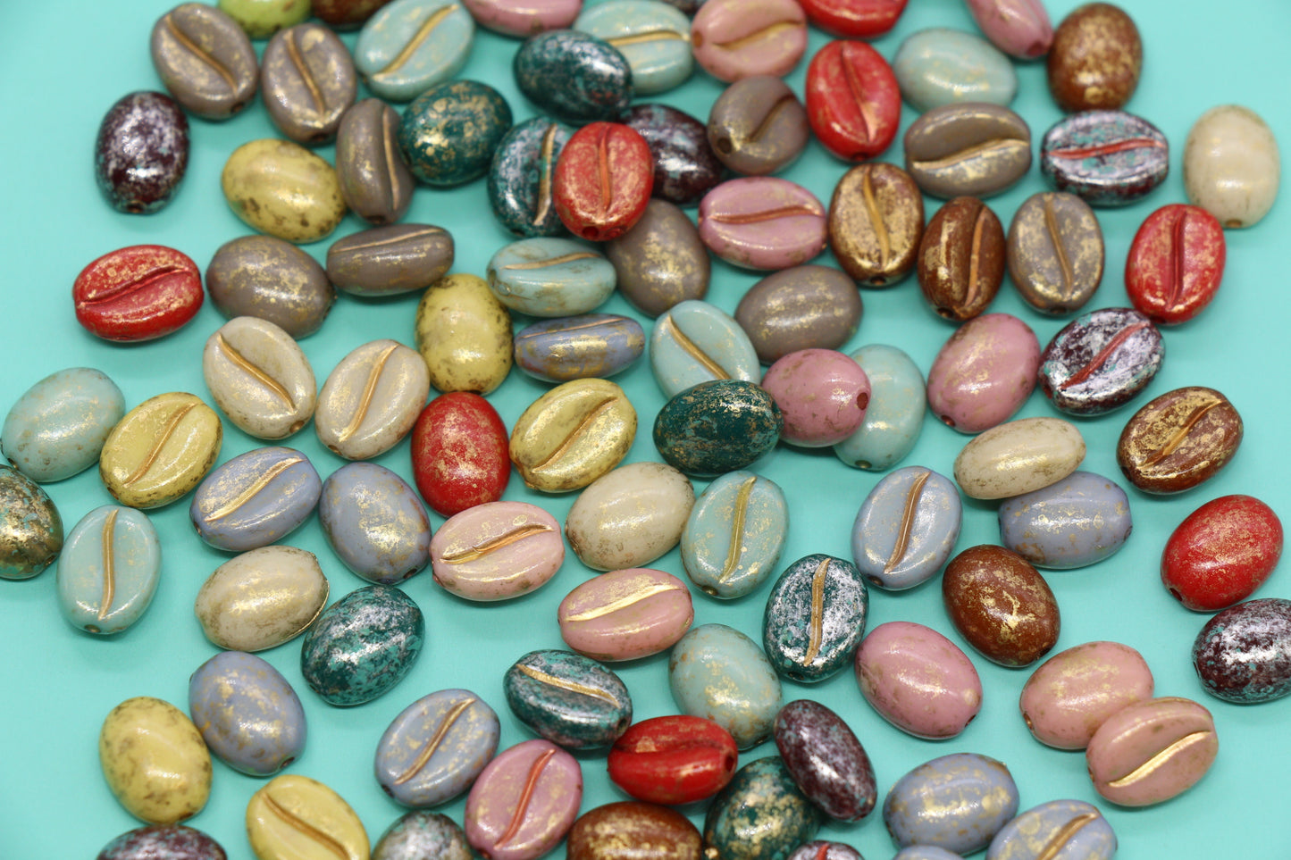 8 x 10mm Picasso Acrylic Coffee Bean Beads