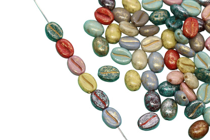 8 x 10mm Picasso Acrylic Coffee Bean Beads