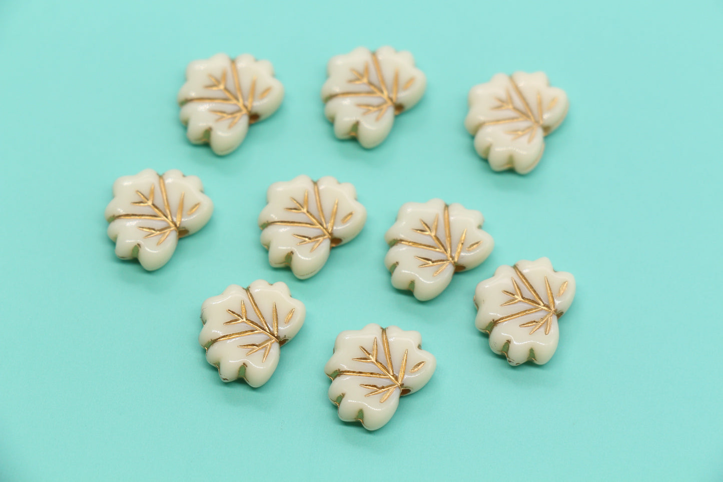 13 x 11mm Vintage Gold Acrylic Leaf Beads