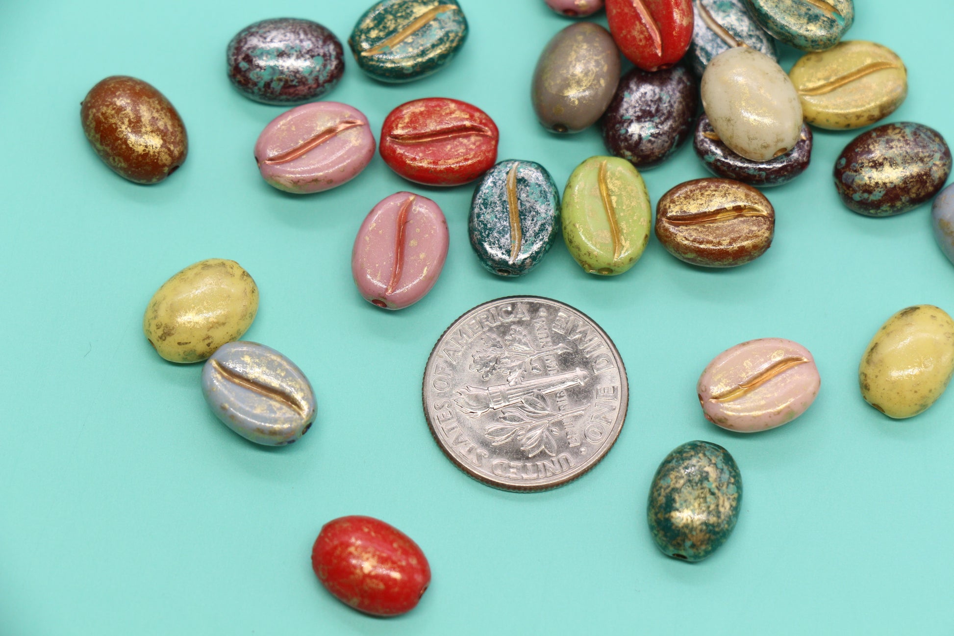8 x 10mm Picasso Acrylic Coffee Bean Beads