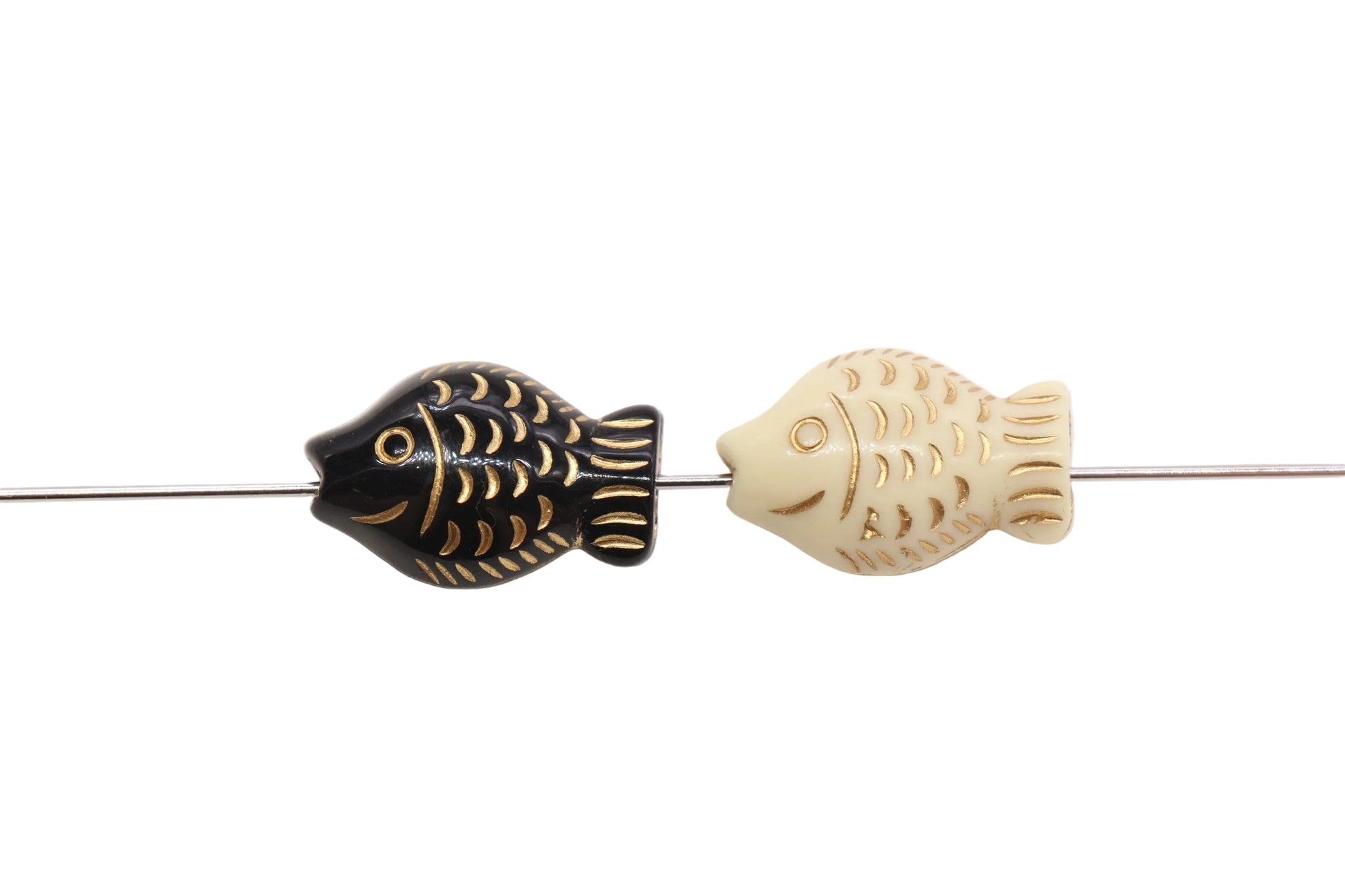 22 x 14mm Vintage Gold Acrylic Fish Beads