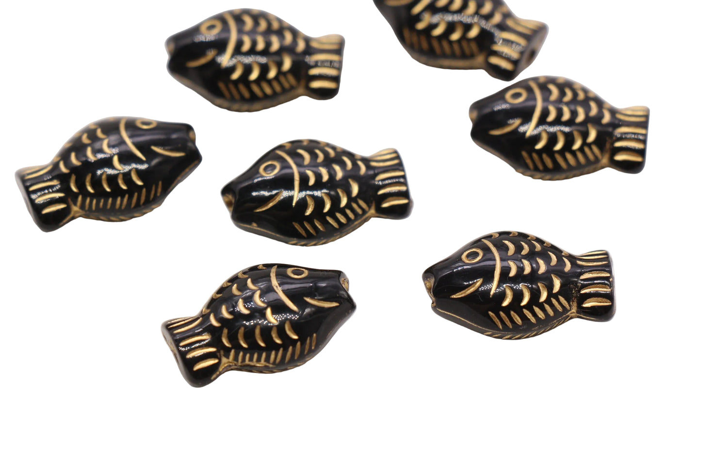 22 x 14mm Vintage Gold Acrylic Fish Beads