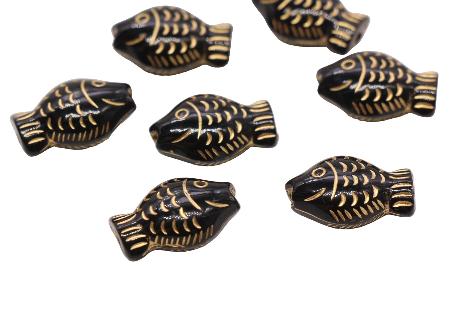 22 x 14mm Vintage Gold Acrylic Fish Beads