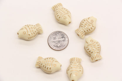 22 x 14mm Vintage Gold Acrylic Fish Beads