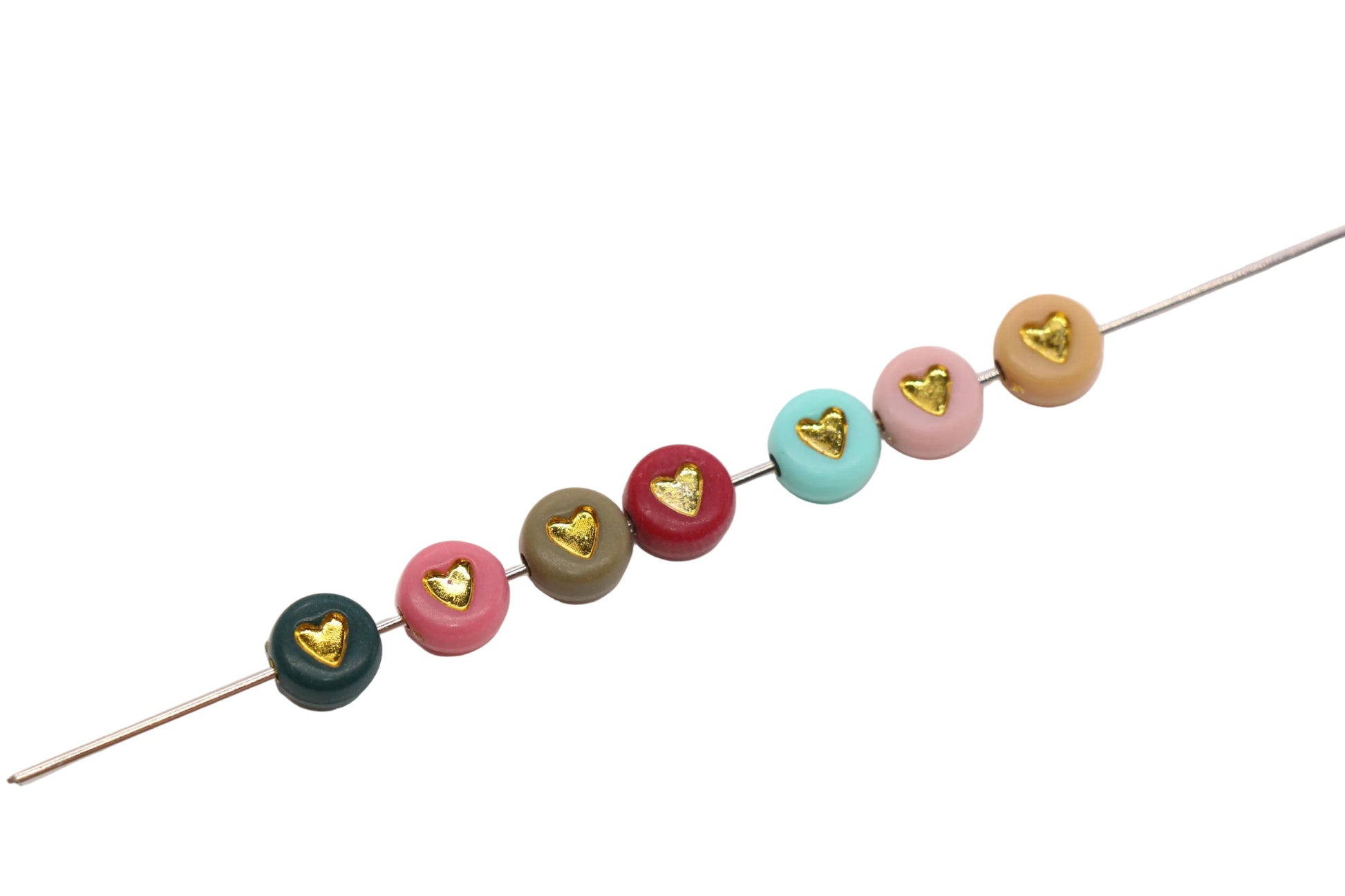 7mm Gold Heart Beads Mixed Color