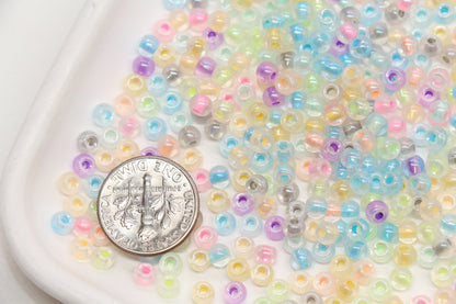 Iridescent Glow in the Dark Glass Seed Beads Mixed Color #1109