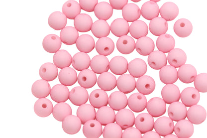 8mm Matte Light Pink Round Beads, Soft Pink Acrylic Beads #596