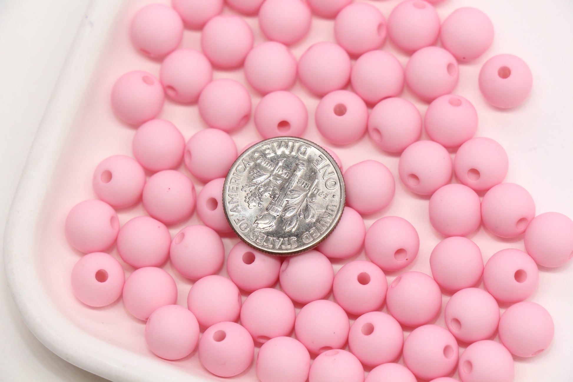 8mm Matte Light Pink Round Beads, Soft Pink Acrylic Beads #596