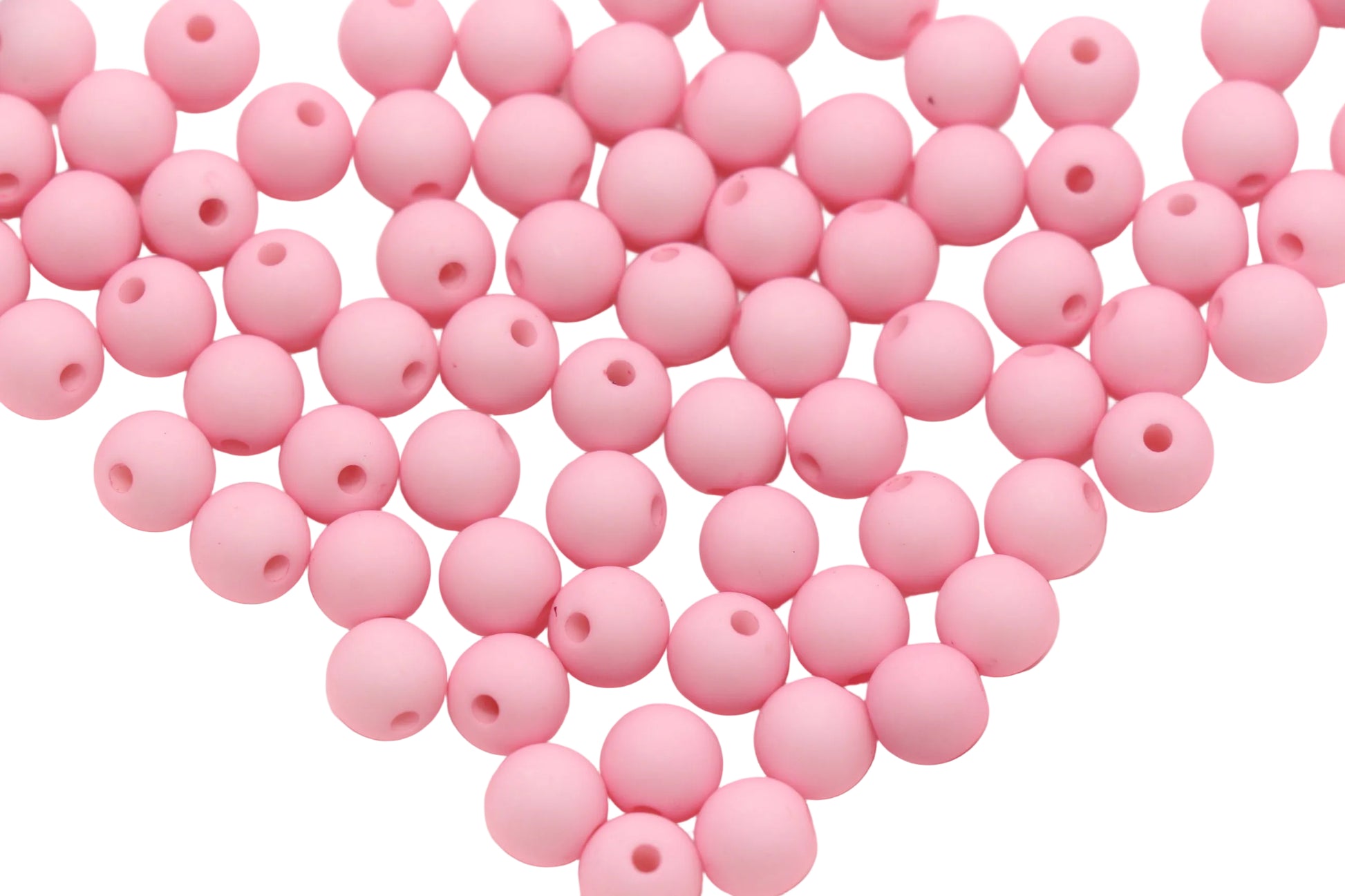 8mm Matte Light Pink Round Beads, Soft Pink Acrylic Beads #596