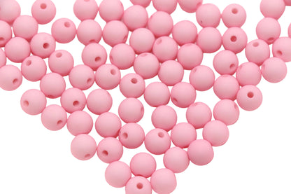 8mm Matte Light Pink Round Beads, Soft Pink Acrylic Beads #596